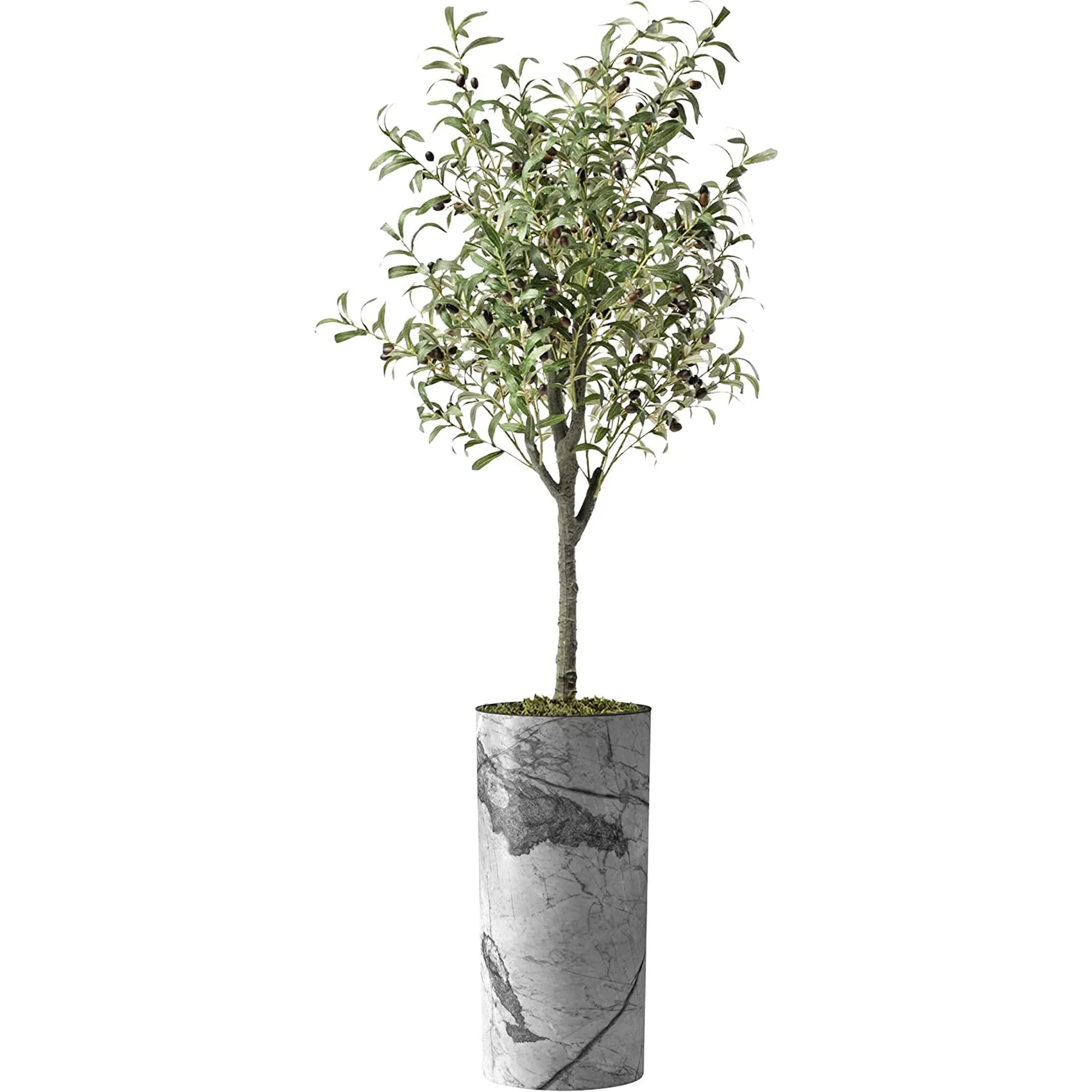 Artificial Tree in Gray Marble Effect Planter, Fake Olive Silk Tree for Indoor and Outdoor Home D... | Walmart (US)