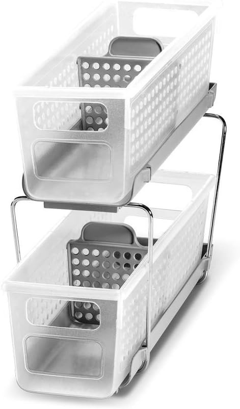 madesmart 2-Tier Organizer Bath Collection Slide-out Baskets with Handles, Space Saving, Multi-pu... | Amazon (US)