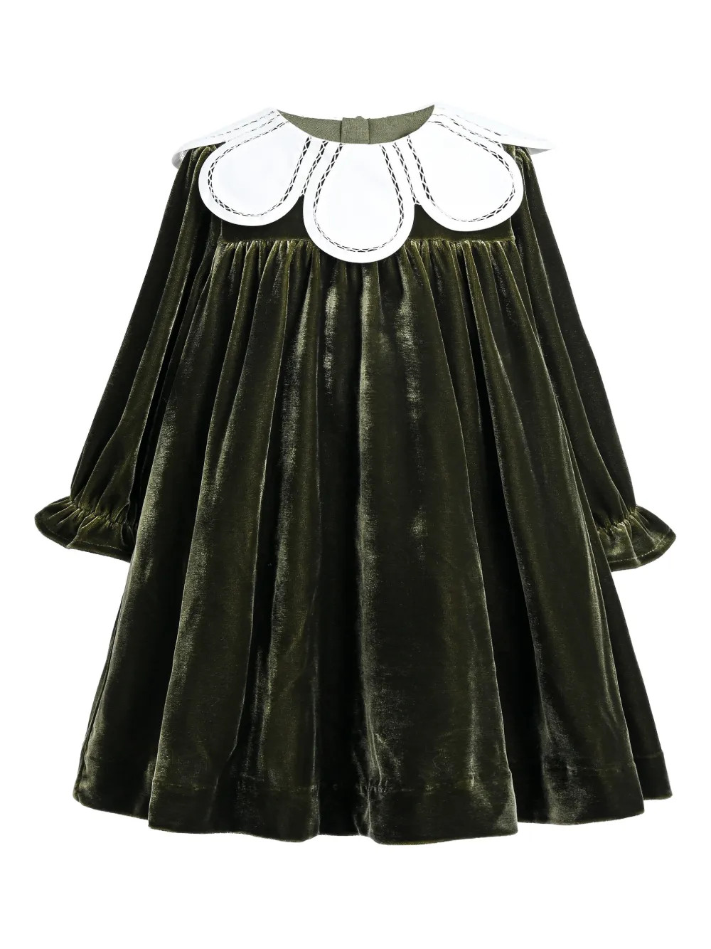 Tulleen petal-collar velvet-effect party dress - Green | Farfetch Global