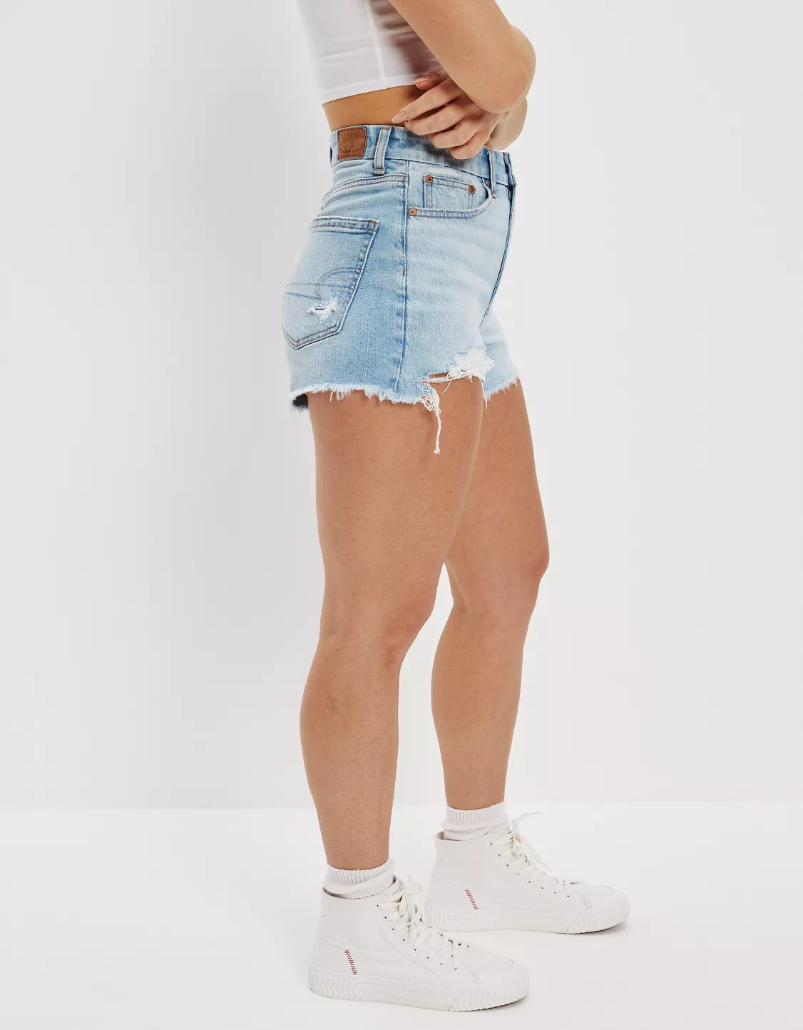 AE Strigid Denim Curvy Highest Waist '90s Boyfriend Short | American Eagle Outfitters (US & CA)