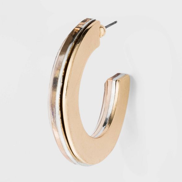 Faceted Open Hoop Earrings - A New Day™ | Target