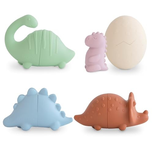 mushie Dino Bath Toys Play Set for Toddlers | 100% Food Grade Silicone | Mold Free, Pack of 5 | Amazon (US)