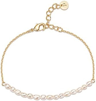 PAVOI 18K Gold Plated Beaded Freshwater Cultured Pearl Bracelet for Women | Dainty Bracelet with ... | Amazon (US)