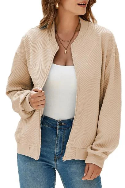Eytino Women Jackets Ladies Bomber Jacket for Women Zip Up Long Sleeve Stand Collar Jackets with ... | Walmart (US)