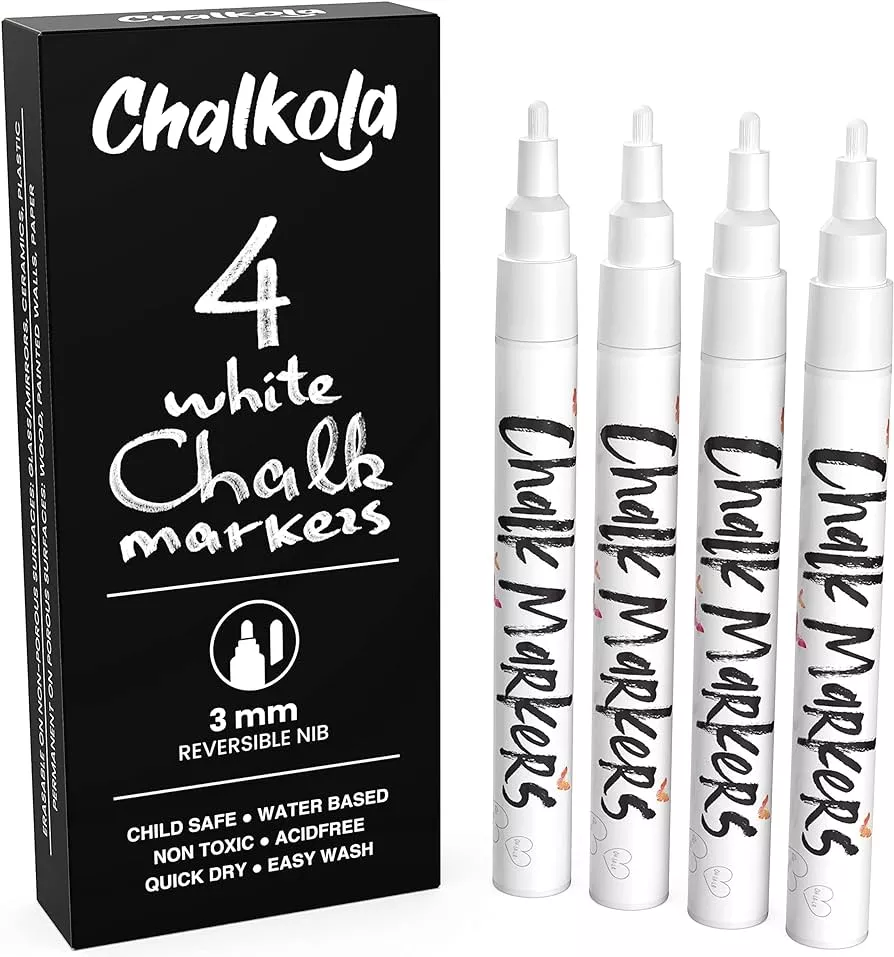 Fine & Bold Tip White Chalk Markers