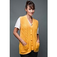 Vintage 70S Vest Cardigan Sweater Yellow Cable Knit Oversized One Size Plus Medium Large Xl 1X | Etsy (US)