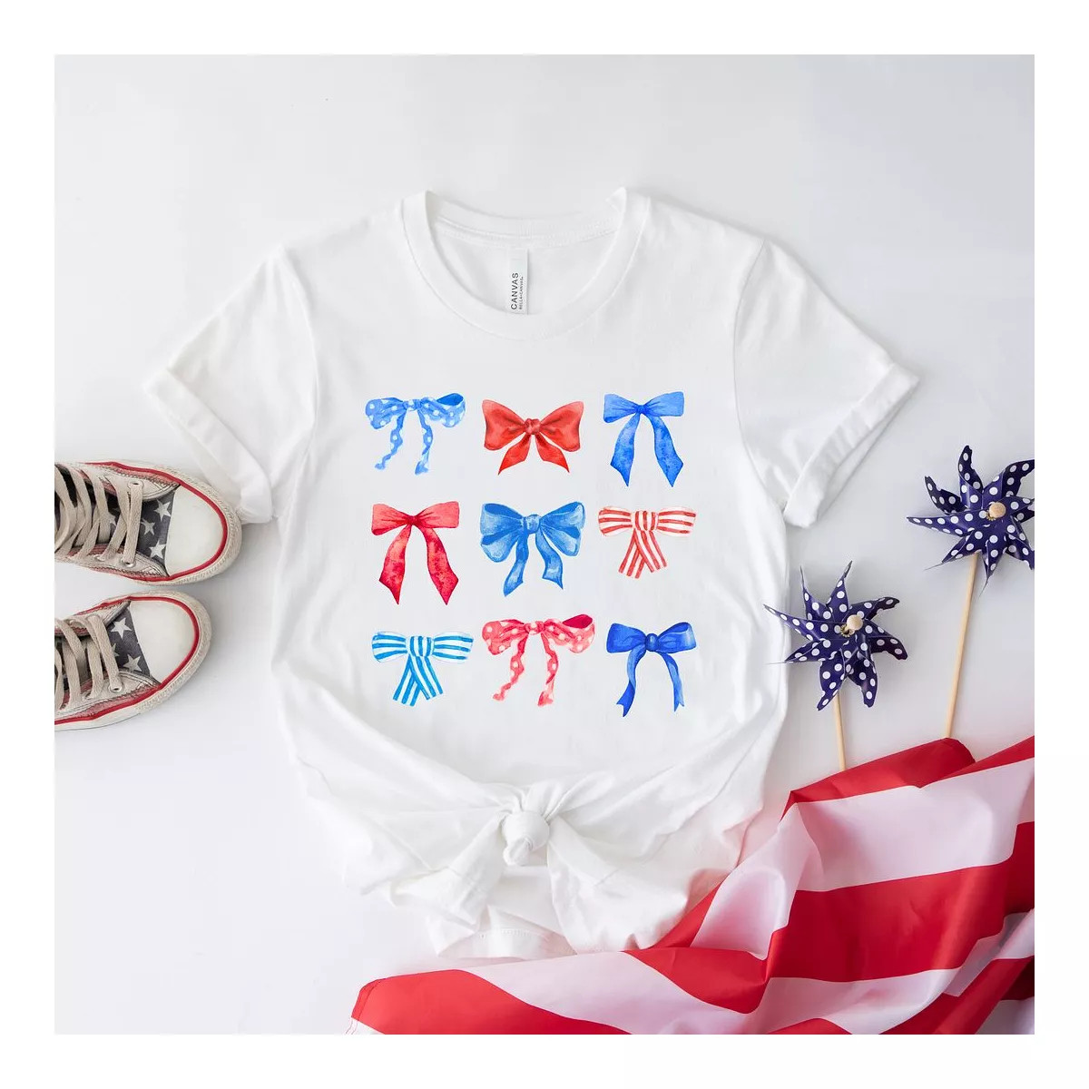 Simply Sage Market Women's Patriotic Coquette Bow Chart Short Sleeve Graphic Tee | Target