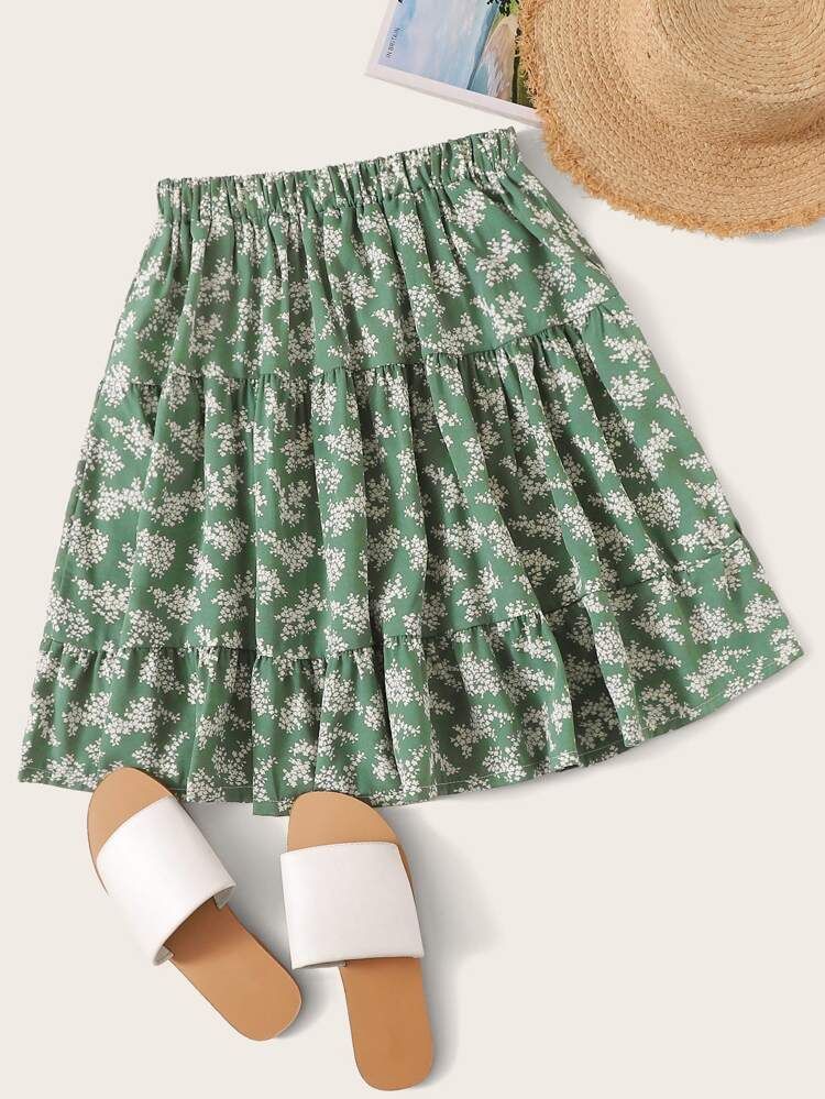 Ruffle Hem Floral Print Skirt | SHEIN