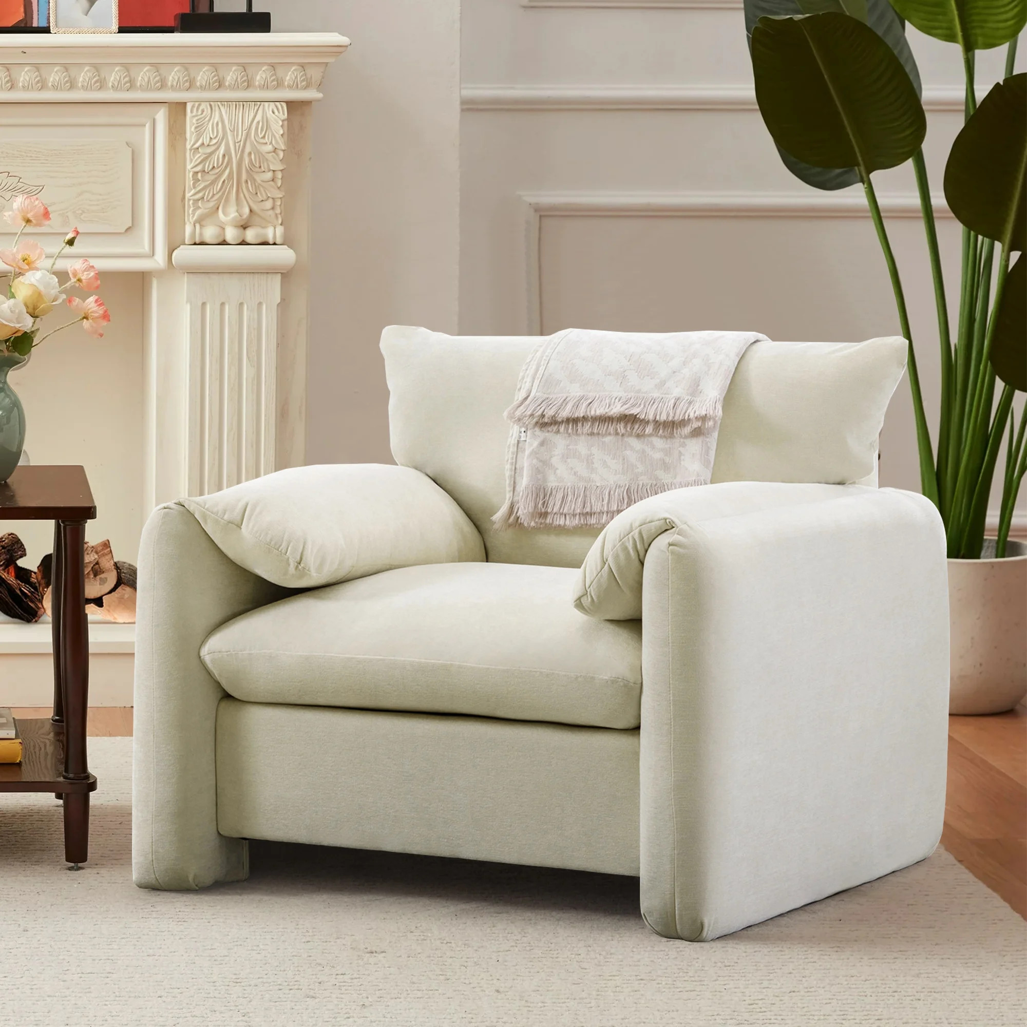 Modern Style Chenille Oversized Armchair, Accent Chair, 38.6’’ W Single Sofa, for Living Room... | Walmart (US)