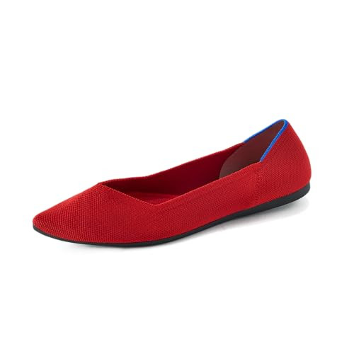 Rothy's The Point Women's Slip-On Shoes, Pointed-Toe Flats, Bright Red, Made from Recycled Plastic Bottles & Machine Washable, Size 6.5 | Amazon (US)