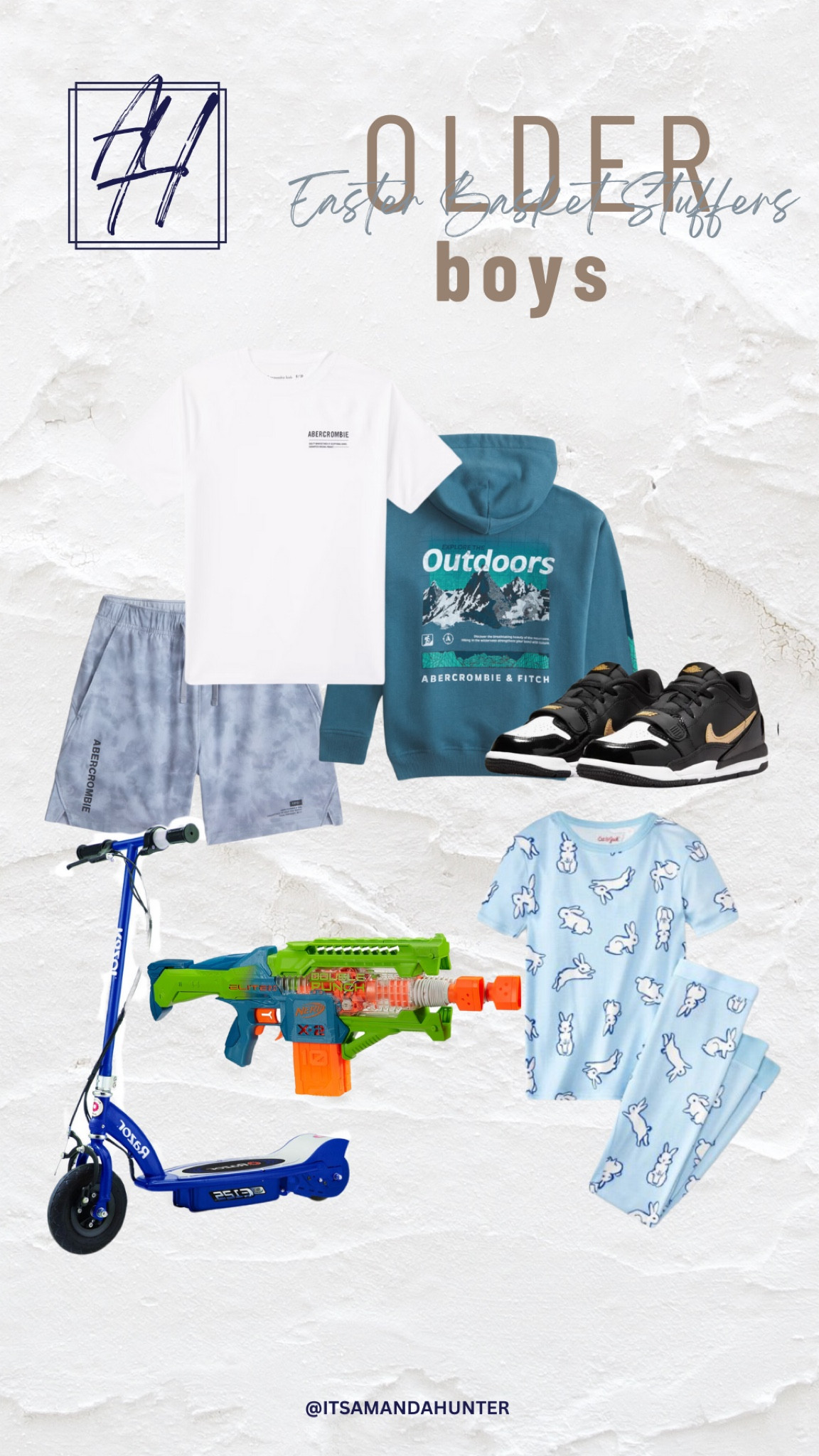Big kids Easter gift
Easter basket fillers
Boys outfits
Boys Nikes
Abercrombie kids
Nerf guns
Easter pajamas 

#LTKkids #LTKSeasonal #LTKfamily