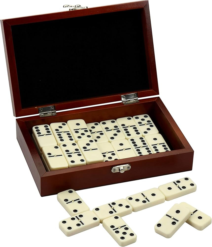Hathaway Premium Domino Set w/Wooden Carry Case Premium Domino Set w/Wooden Carry Case, Walnut | Amazon (US)