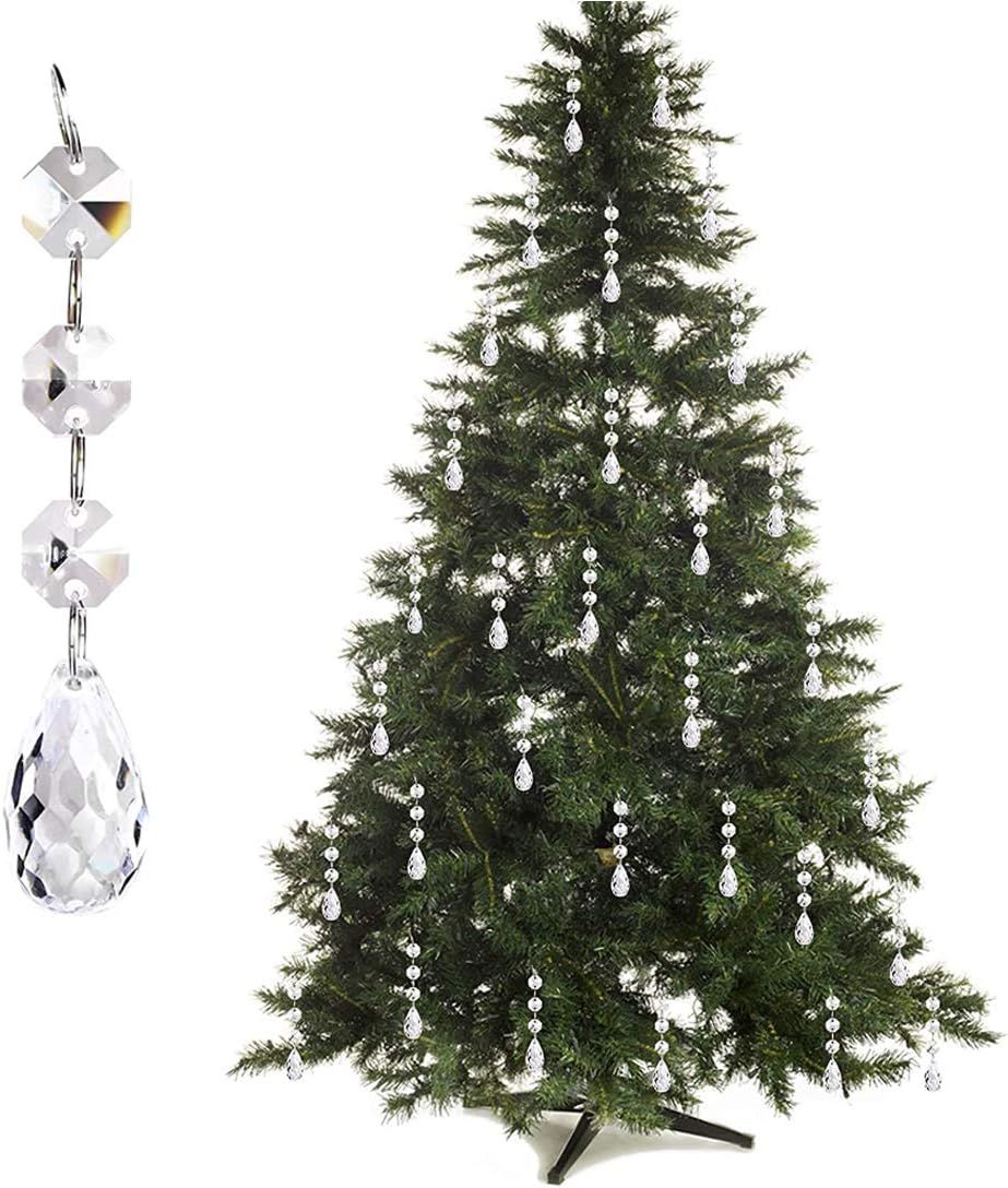 Christmas Ornaments Tree Decorations - Acrylic Crystal Ball Drops Clear Teardrop Chandelier Penda... | Amazon (US)