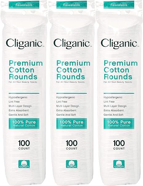 Cliganic Premium Cotton Rounds for Face (300 Count) - Makeup Remover Pads, Hypoallergenic, Lint-F... | Amazon (US)