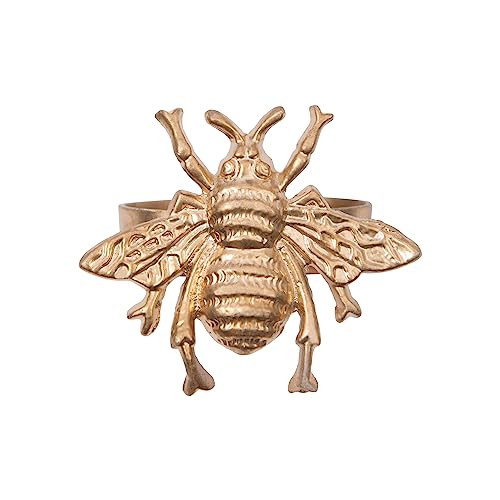 Jaye’s Studio Decorative Bee Napkin Rings Set of 4 Brushed, Gold Napkin Holder for Table Setting Decor, Handcrafted Metal Boho Napkin Holder Modern for Dinner Table Decor, 3” x 2.5” Enamel Finish | Amazon (US)