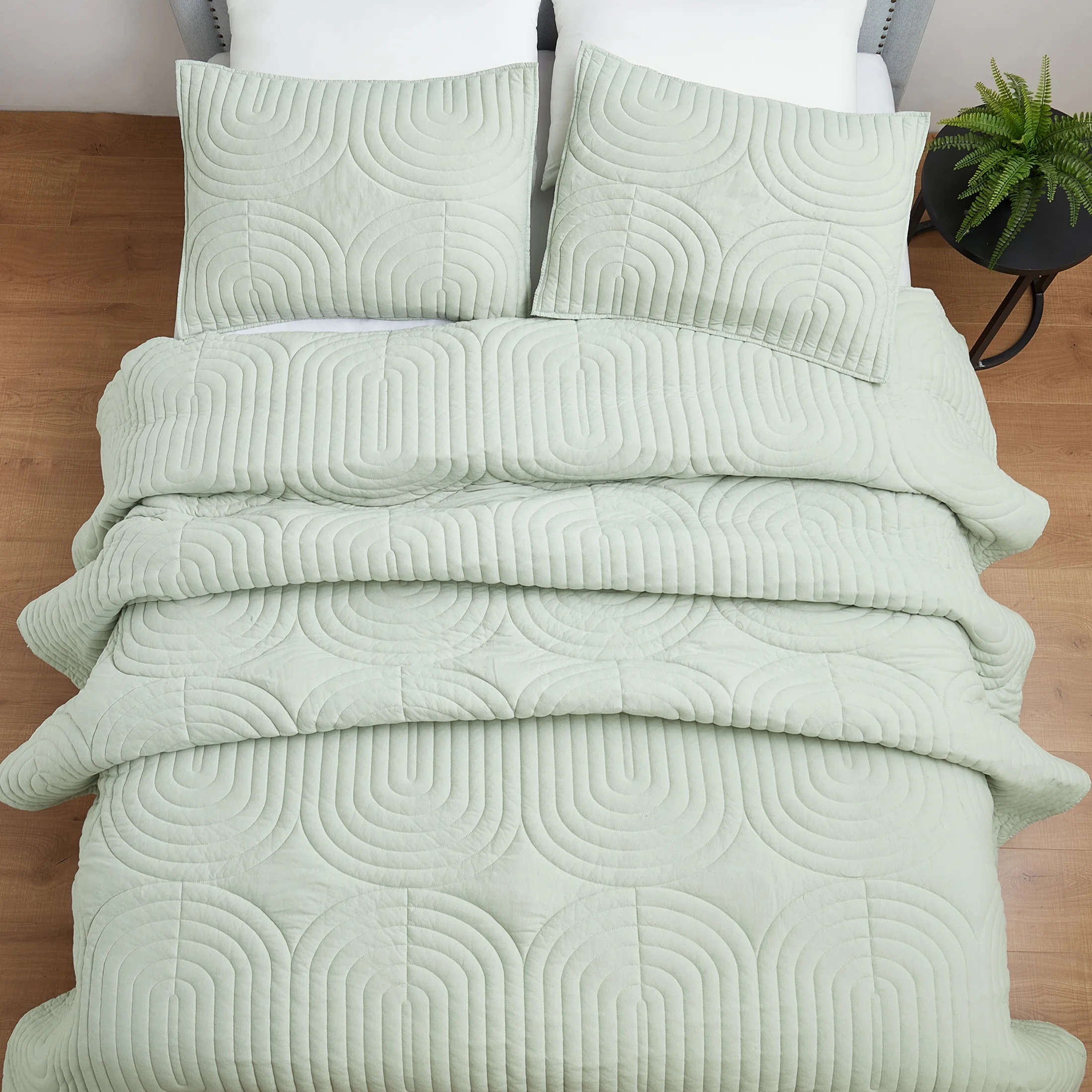 Beautiful by Drew Barrymore Geo Jersey Quilt, Green Sage, Full/Queen, Adult/Teen | Walmart (US)