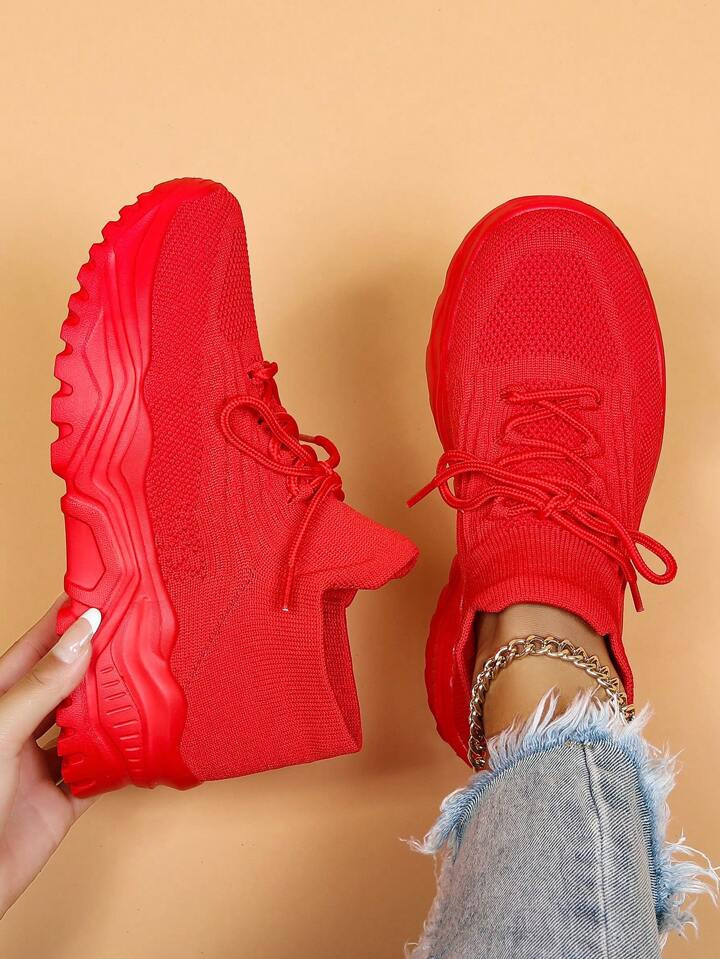 5-22%Lace-up Front Mesh Panel Chunky Sneakers, Yellow Sports Letter Dad Sneakers90+ sold recently... | SHEIN