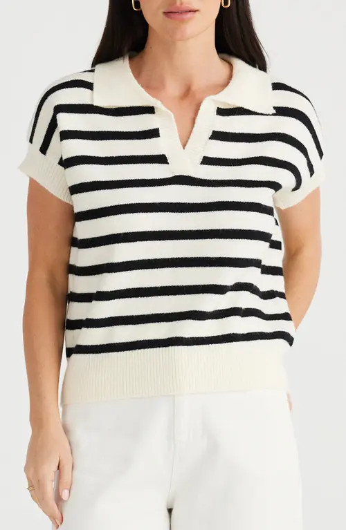 Angelica Stripe Short Sleeve Polo Sweater | Nordstrom