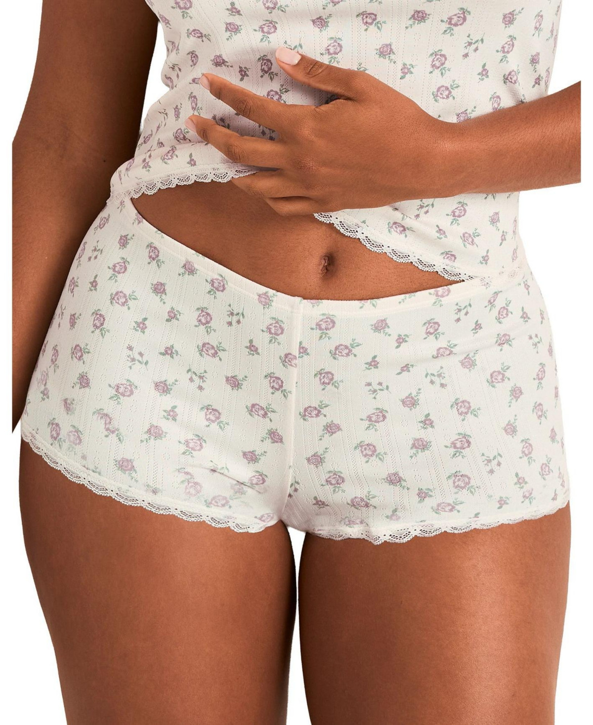 Adore Me Women's Pointelle Short - Floral beige | Macy's