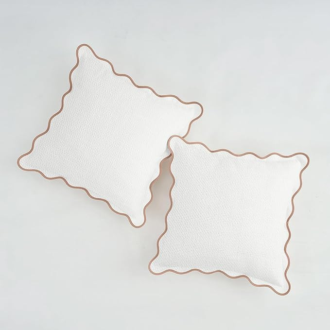 Scalloped Pillow Covers Set of 2 for Living Room | Spring Decorative Sofa Couch Pillows | Boho Sy... | Amazon (US)