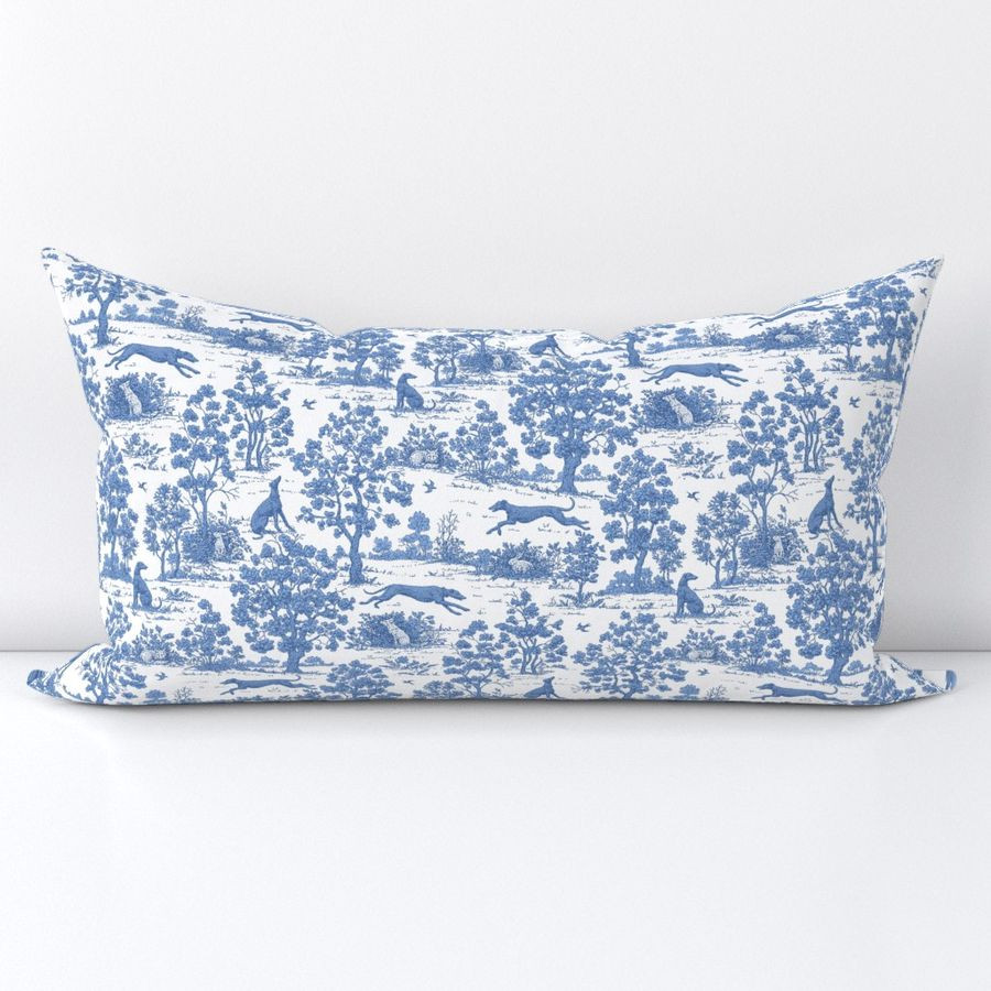 Soft Blue Greyhound Toile | Spoonflower