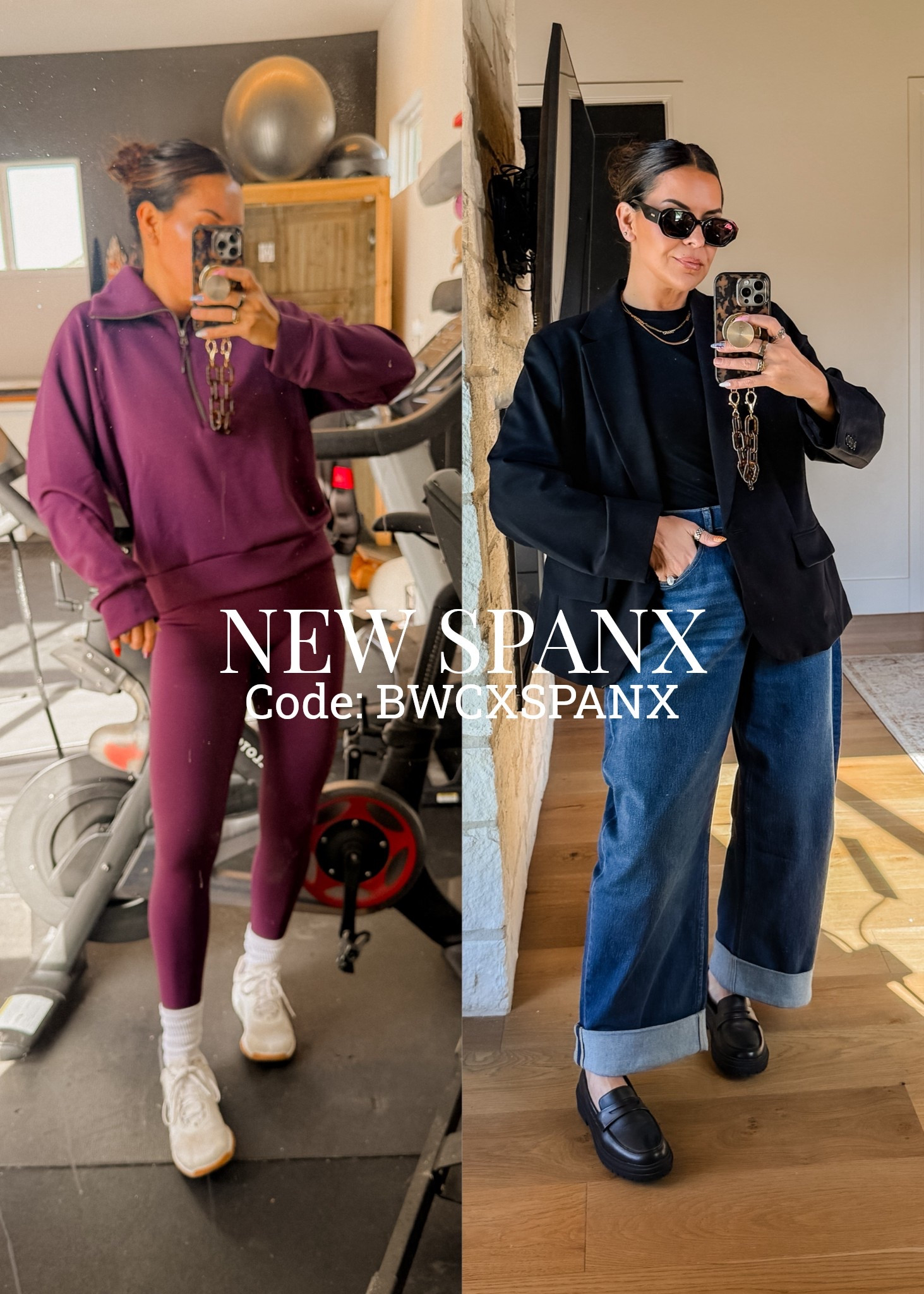 New Spanx drops!
This “Blackberry” color is DEVINE! 
Spanx Booty Boost leggings: Large
Zip Up top: 1X
Cuffed horseshoe jeans: large (12/14) could do a medium
Blazer: 1X
@Spanx #SpanxPartner
Use code: BWCXSPANX for 15% off new customers + free shipping 

#LTKMidsize #LTKootd #LTKWorkwear