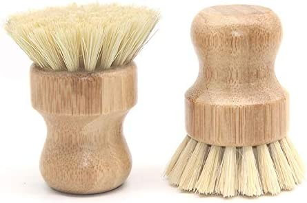 Natural Sisal Dish Washing Brush Bamboo Round Scrub Brush Pots Pans Vegetables Household Cleaning Br | Amazon (US)