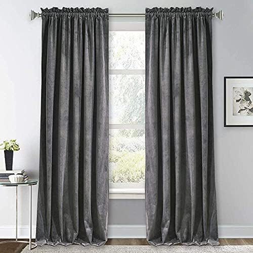 RYB HOME Velvet Curtains 96 inches - Soft Blackout Curtains for Living Room, Energy Saving Window Dr | Amazon (US)