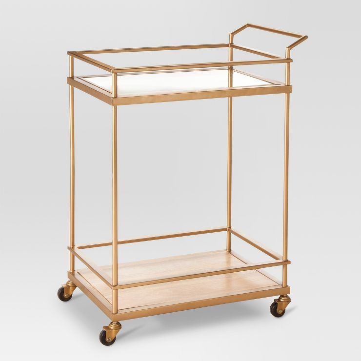 Wood & Glass Gold Finish Bar Cart - Threshold™ | Target