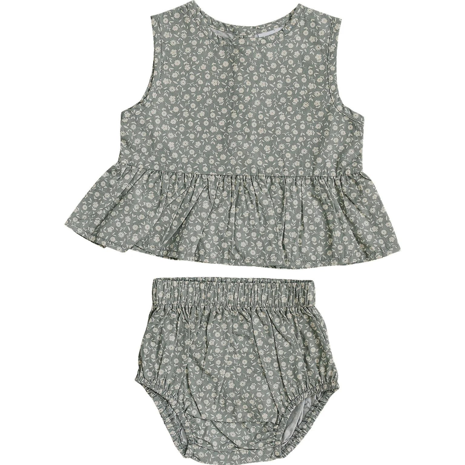 Light Green Floral Peplum Set | Mebie Baby