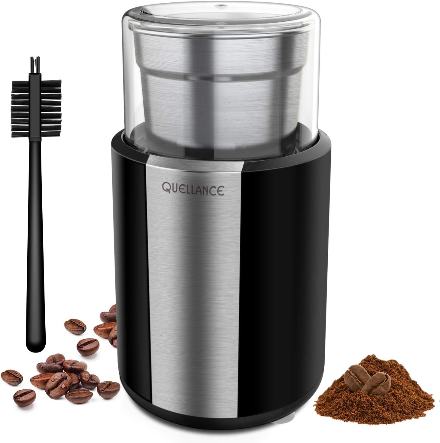 QUELLANCE Electric Coffee Grinder, Stainless Steel Blades Coffee and Spice Grinder with 2.5 Ounce... | Amazon (US)
