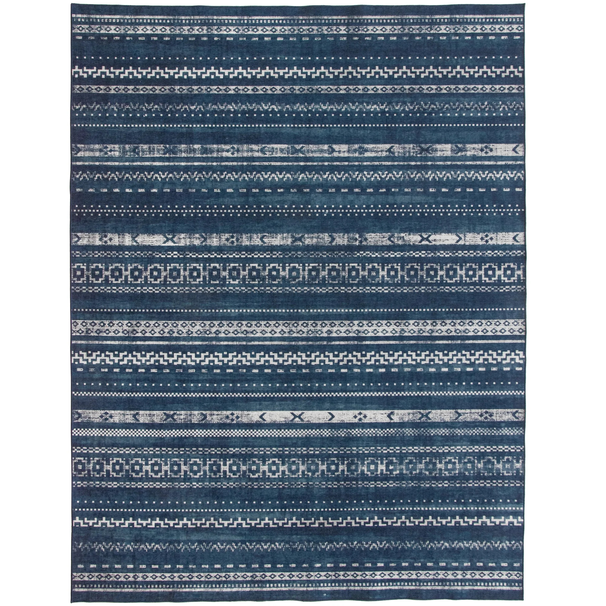 ReaLife Rugs Machine Washable Printed Moroccan Stripe Blue Eco-friendly Recycled Fiber Area Runne... | Walmart (US)