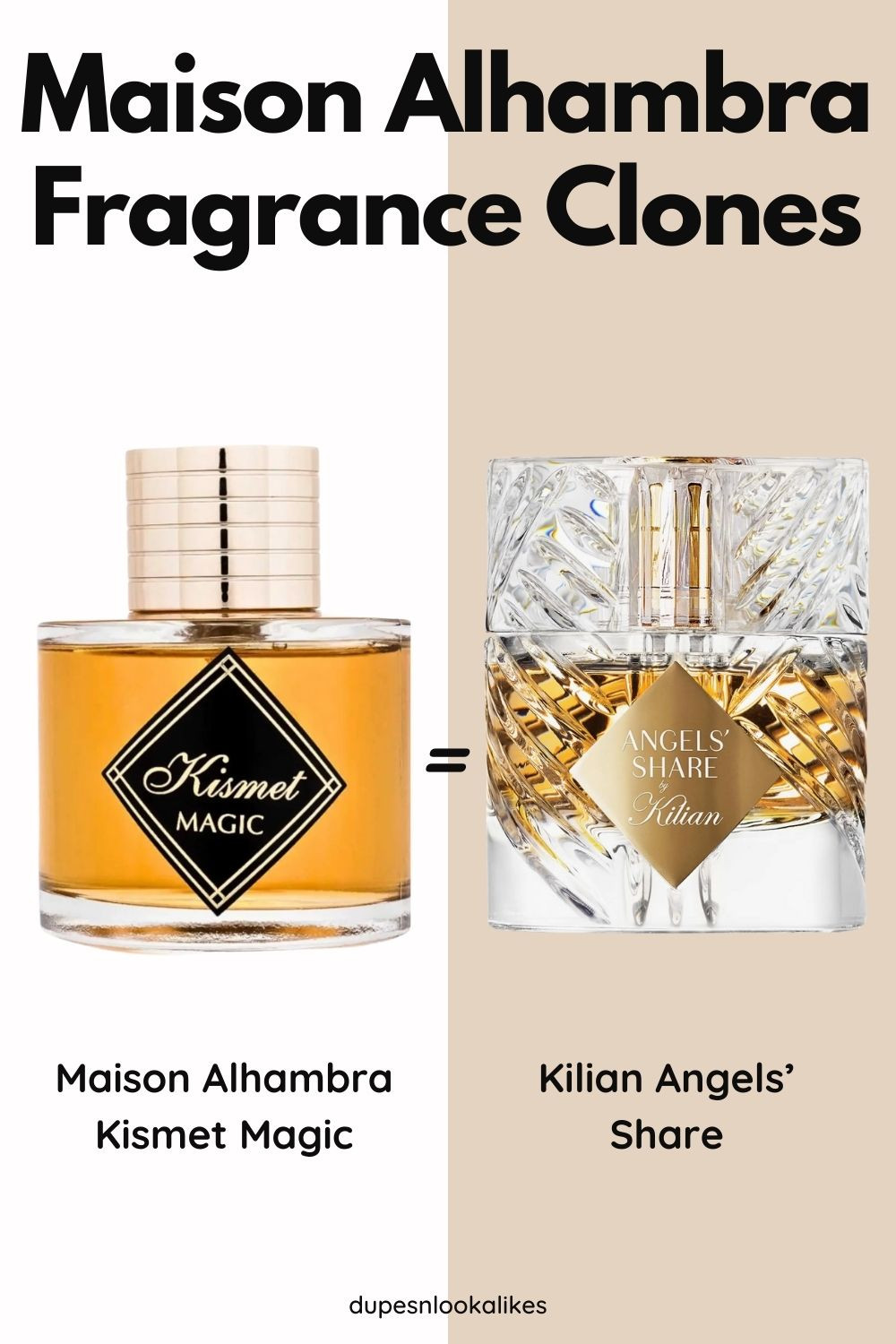 If you're in love with the sweet, boozy warmth of Kilian Angels’ Share but don’t want to spend that kind of money, you’ve got to check out Maison Alhambra’s Kismet Angel. It’s such a good dupe—think rich cinnamon, creamy vanilla, and that smooth cognac vibe that makes Angels’ Share feel so luxe. Kismet Angel delivers all of that with solid performance and a price point that’s way easier to justify. It’s cozy, intoxicating, and perfect for date nights or when you want to feel extra. This one's a game-changer for fall and winter but honestly works year-round if you love that deep, warm scent profile. 

 #LTKFindsUnder50 #LTKStyleTip #LTKBeauty