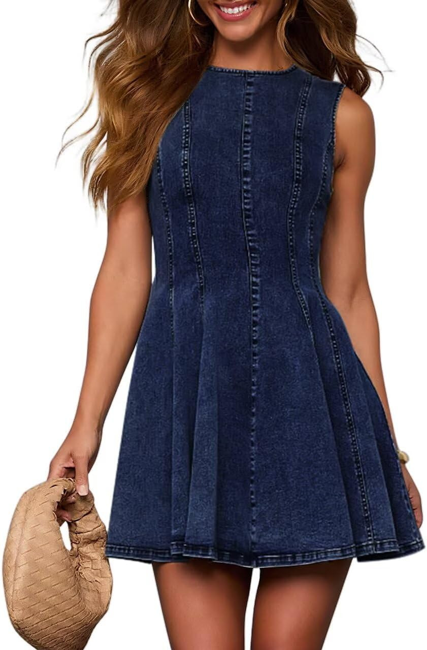 Denim Dress for Women Sleeveless Babydoll Tank Jean Dress Slim Fit A-Line Summer Dresses for Women 2026 | Amazon (US)