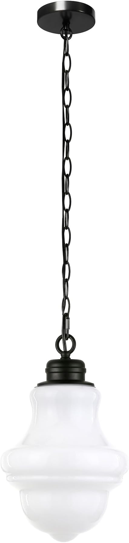 Annie 9.13" Wide Pendant with Glass Shade in Blackened Bronze/White Milk | Amazon (US)