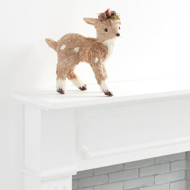 Natural Fiber Deer with Flower Crown Decor | World Market