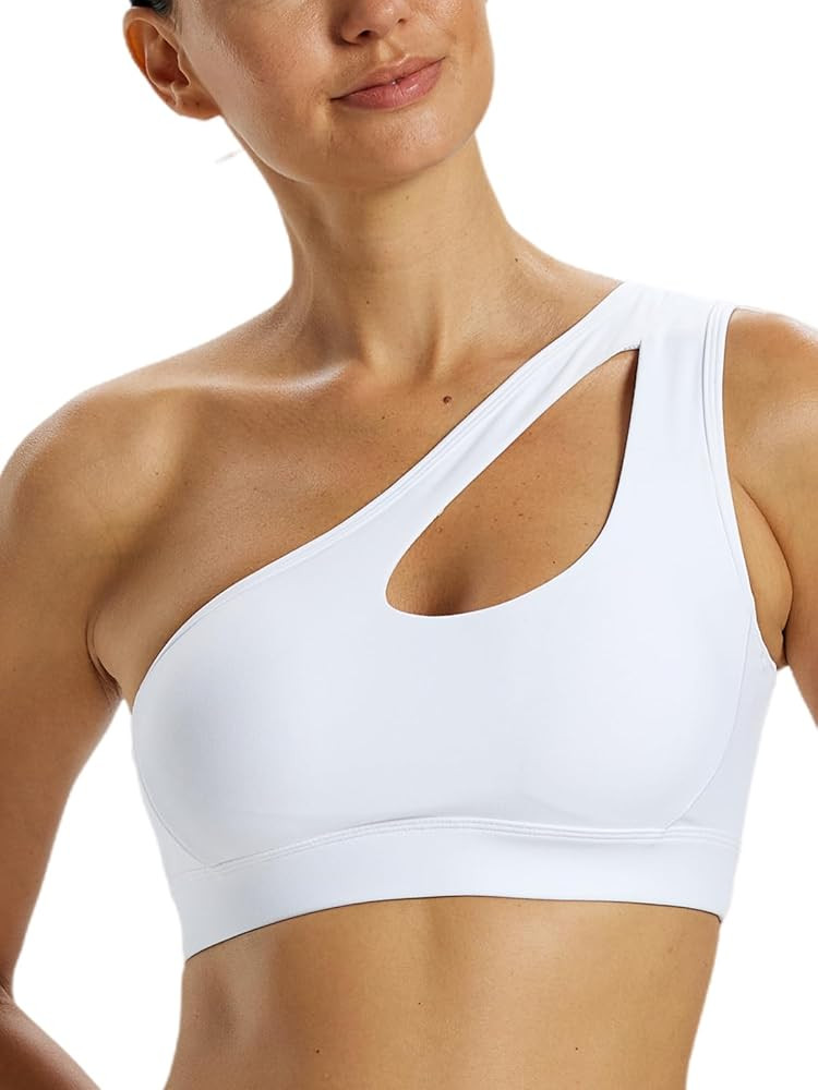 One Shoulder Sports Bra for Women Sexy Cutout Asymmetrical Yoga Soft Light Support Padded Crop To... | Amazon (US)