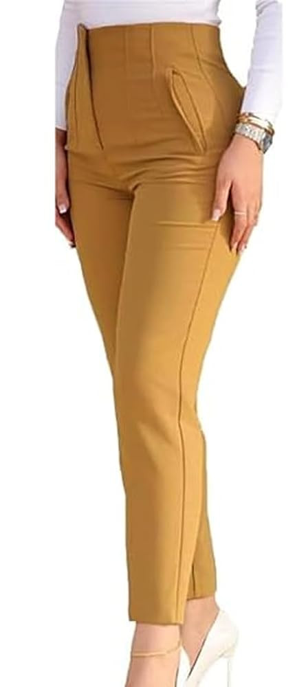 Womens High Waisted Pants 2025 Trendy Pleated Straight Leg Dress Pant Business Work Casual Trouse... | Amazon (US)