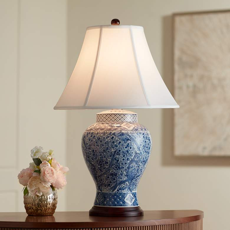 Barnes and Ivy Shonna Garden Bird 27" Blue White Porcelain Table Lamp | Lamps Plus