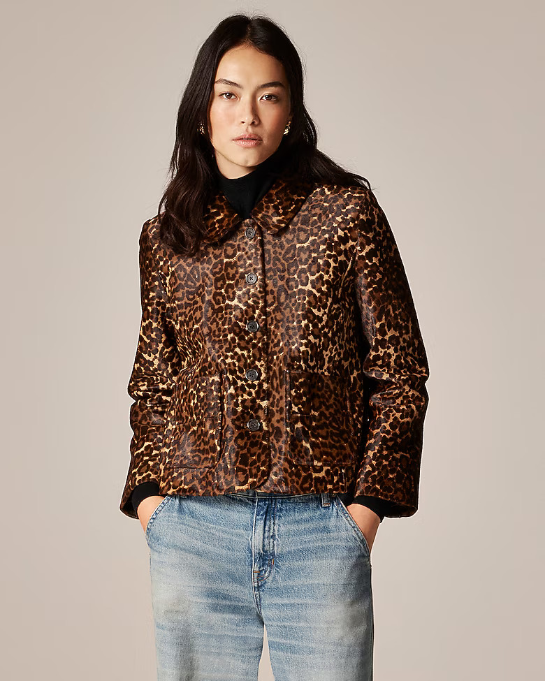 Collection lady jacket in leopard-print calf hair | J. Crew US