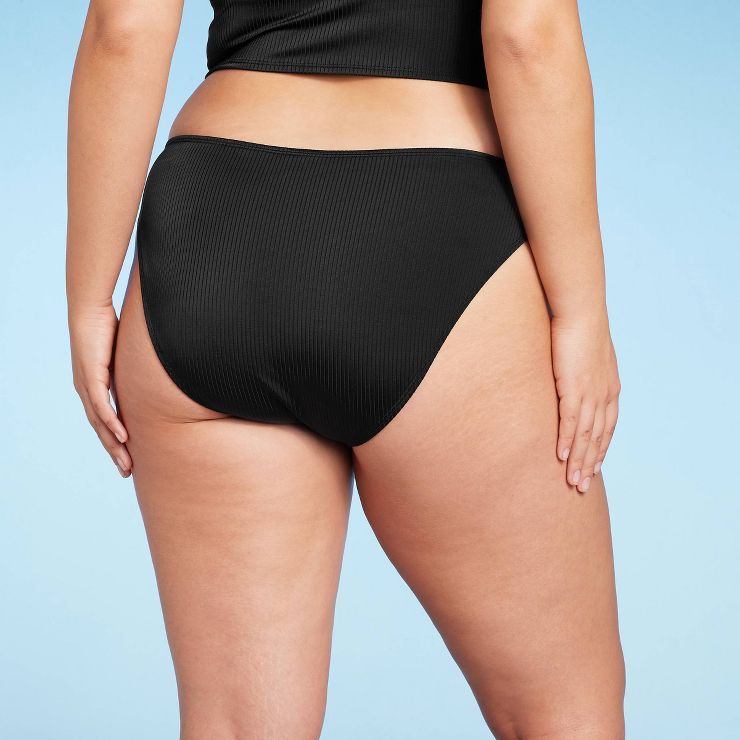 Women's Ribbed Scoop Front High Leg Cheeky Bikini Bottom - Wild Fable™ | Target