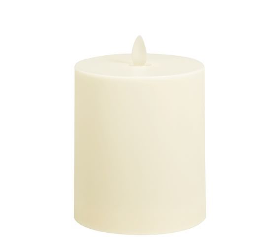 Premium Flickering Flameless Wax Pillar Candle - Ivory | Pottery Barn (US)