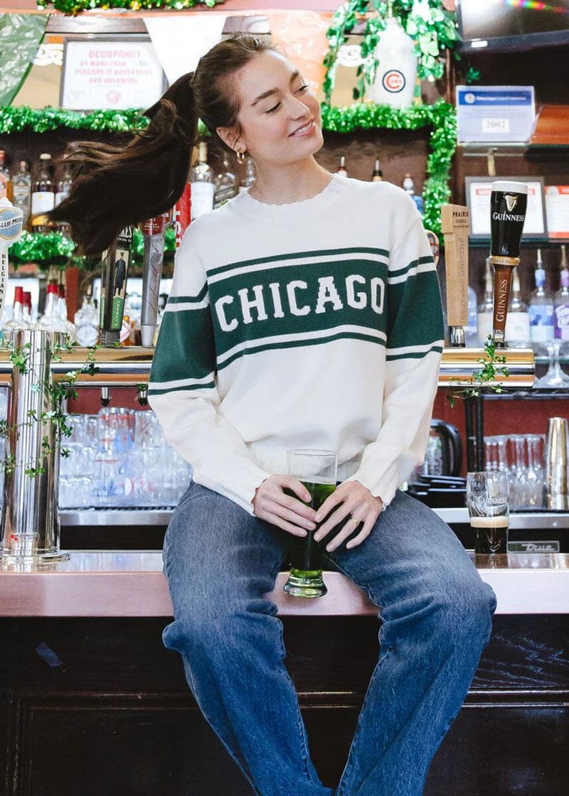 Chicago Triple Stripe Sweater - Green | Alice & Wonder