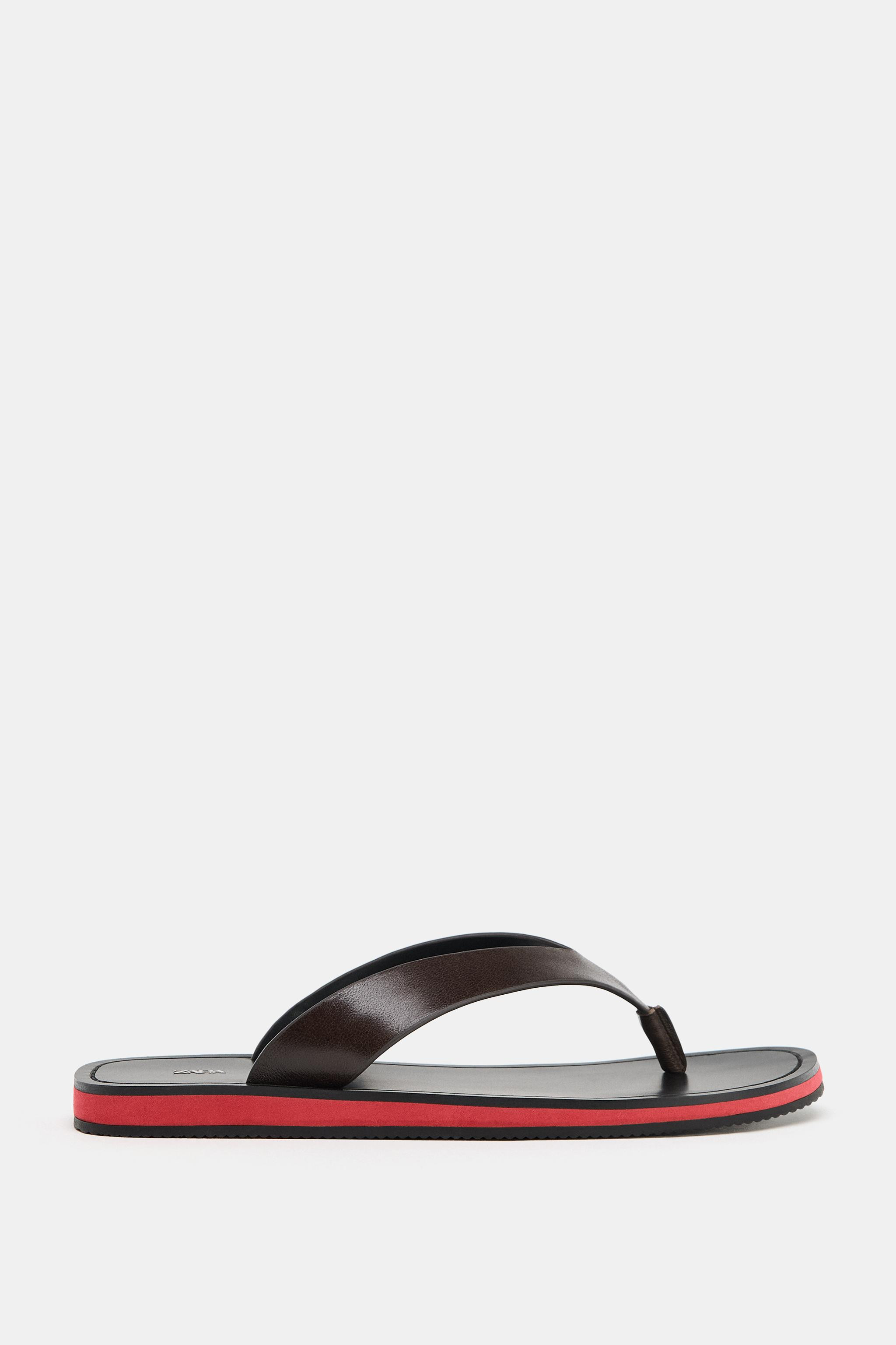 FLAT LEATHER SANDALS | Zara UK