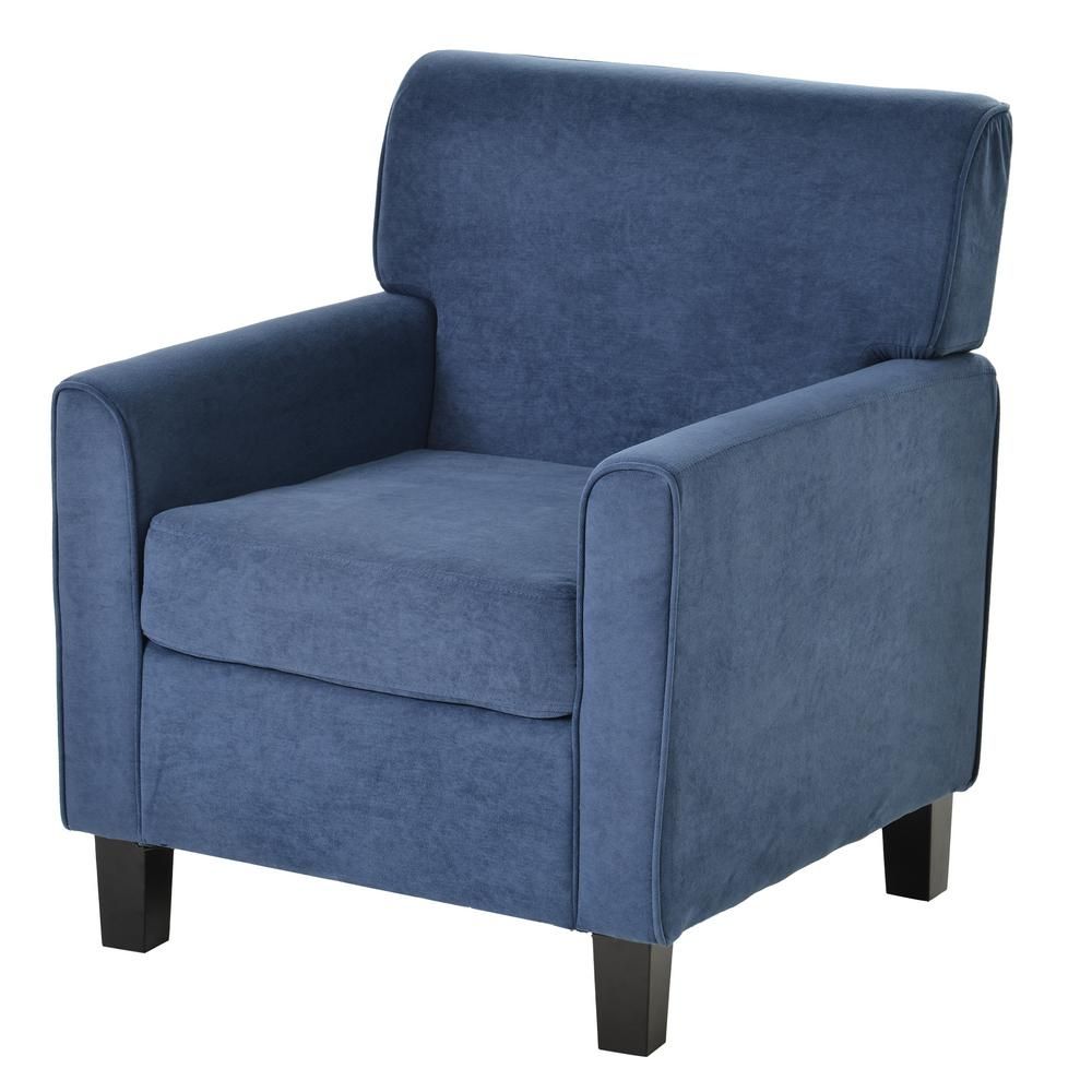 Blue Upholstered Side Chair with Flared Arms | The Home Depot