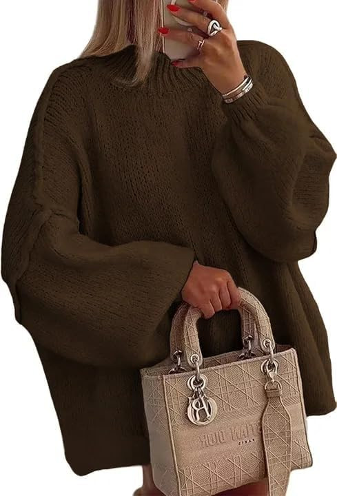 Women’s Oversized Fall Sweater 2025, Chunky Knit Crewneck Long Sleeve Fuzzy Pullover Tops | Amazon (US)