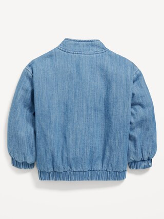 Zip-Front Embroidered Jean Bomber Jacket for Toddler Girls | Old Navy (CA)