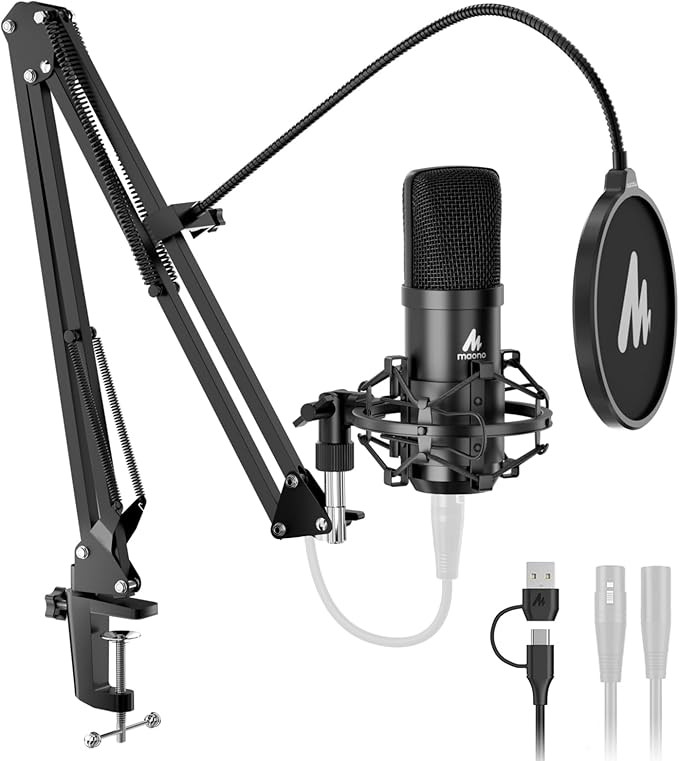 MAONO XLR/USB Condenser Microphone: 192kHz/24Bit Plug & Play PC Computer Podcast Cardioid Metal M... | Amazon (US)