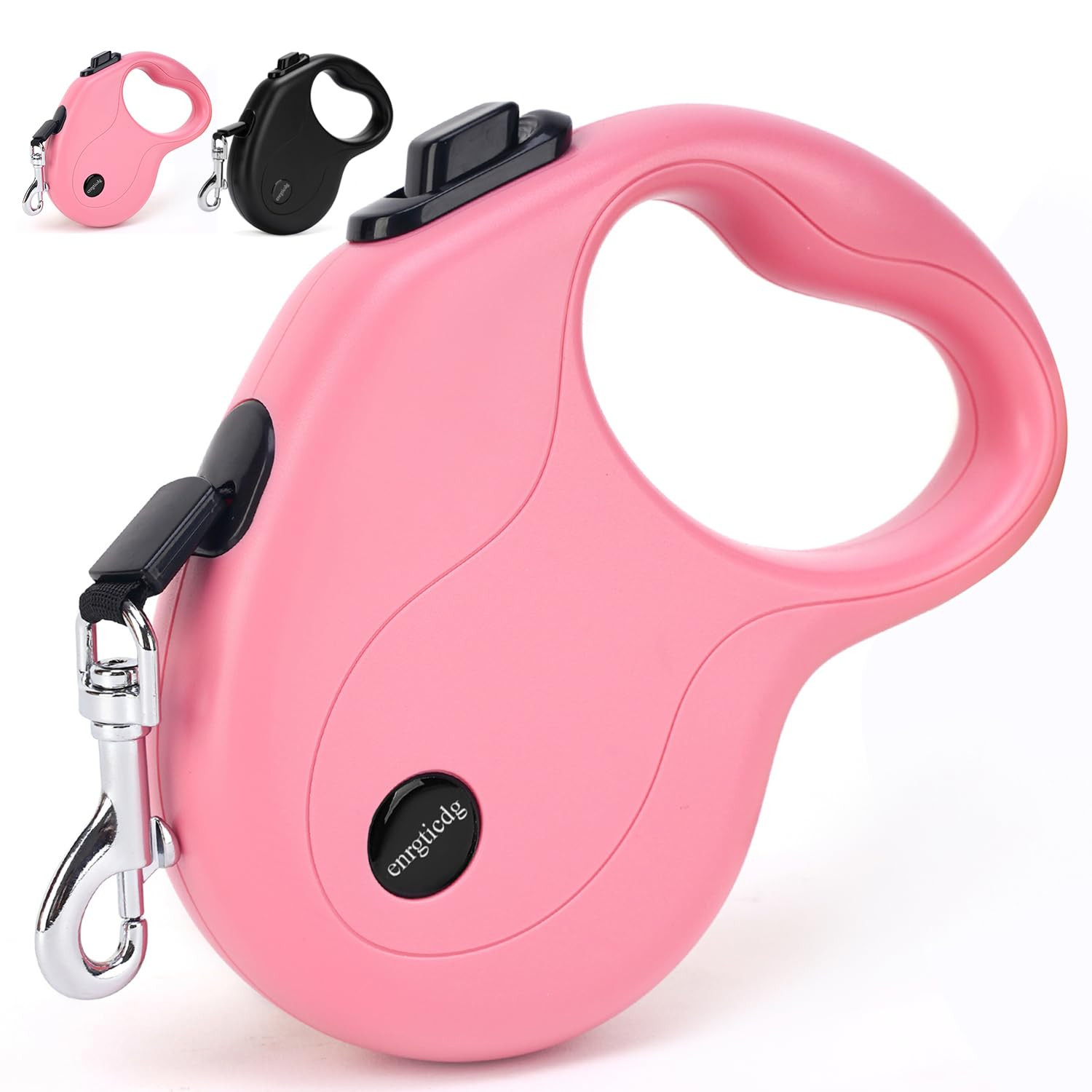 enrgticdg 16Ft Retractable Dog Leash,Light Weight Leash for Small to Medium Dogs/Cats Up to 50lbs,Stainless Steel Spring Strong Nylon Tape, Tangle Free, One-Handed Brake.(Pink) | Amazon (US)