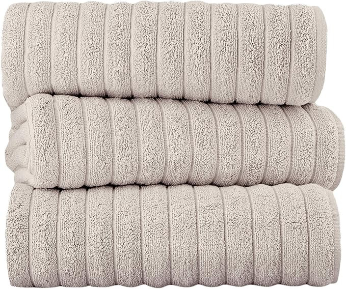 Classic Turkish Towels - Extra Large Premium Cotton Bath Sheet Set - Thick and Absorbent, Ribbed ... | Amazon (US)